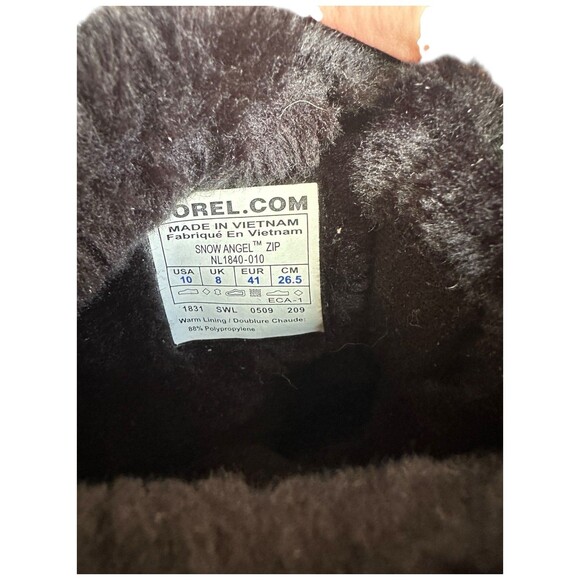 Sorel Snow Angel Winter Boots Womens 10 Black Waterproof Faux Fur Lined - Picture 6 of 16